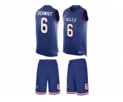 Men's Nike Buffalo Bills #6 Colton Schmidt Limited Royal Blue Tank Top Suit NFL Jersey