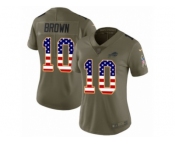 Women Nike Buffalo Bills #10 Corey Brown Limited Olive USA Flag 2017 Salute to Service NFL Jersey