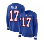 Women Nike Buffalo Bills #17 Josh Allen Limited Royal Blue Therma Long Sleeve NFL Jersey