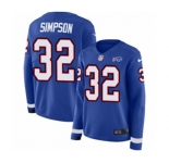 Women Nike Buffalo Bills #32 O. J. Simpson Limited Royal Blue Therma Long Sleeve NFL Jersey