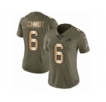 Women Nike Buffalo Bills #6 Colton Schmidt Limited Olive Gold 2017 Salute to Service NFL Jersey