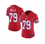 Women Nike Buffalo Bills #79 Jordan Mills Limited Red Rush Vapor Untouchable NFL Jersey