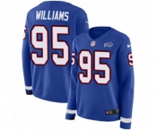 Women Nike Buffalo Bills #95 Kyle Williams Limited Royal Blue Therma Long Sleeve NFL Jersey