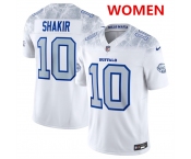 Women's Buffalo Bills #10 Khalil Shakir White 2025 F.U.S.E. “Rivalries” Vapor Untouchable Football Stitched Jersey