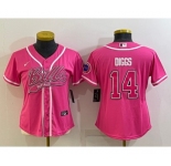 Women's Buffalo Bills #14 Stefon Diggs Pink With Patch Cool Base Stitched Baseball Jersey