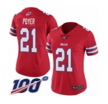 Women's Buffalo Bills #21 Jordan Poyer Limited Red Rush Vapor Untouchable 100th Season Football Jersey