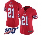 Women's Buffalo Bills #21 Jordan Poyer Limited Red Rush Vapor Untouchable 100th Season Football Jersey