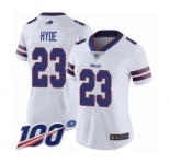 Women's Buffalo Bills #23 Micah Hyde White Vapor Untouchable Limited Player 100th Season Football Jersey