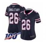 Women's Buffalo Bills #26 Devin Singletary Limited Navy Blue Inverted Legend 100th Season Football Jersey