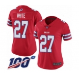Women's Buffalo Bills #27 Tre'Davious White Limited Red Rush Vapor Untouchable 100th Season Football Jersey