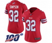 Women's Buffalo Bills #32 O. J. Simpson Limited Red Rush Vapor Untouchable 100th Season Football Jersey