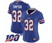 Women's Buffalo Bills #32 O. J. Simpson Royal Blue Team Color Vapor Untouchable Limited Player 100th Season Football Jersey