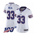 Women's Buffalo Bills #33 Siran Neal White Vapor Untouchable Limited Player 100th Season Football Jersey