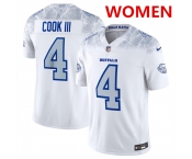 Women's Buffalo Bills #4 James Cook III White 2025 F.U.S.E. “Rivalries” Vapor Untouchable Football Stitched Jersey