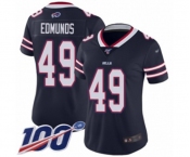 Women's Buffalo Bills #49 Tremaine Edmunds Limited Navy Blue Inverted Legend 100th Season Football Jersey
