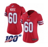 Women's Buffalo Bills #60 Mitch Morse Limited Red Rush Vapor Untouchable 100th Season Football Jersey