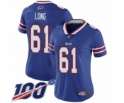 Women's Buffalo Bills #61 Spencer Long Royal Blue Team Color Vapor Untouchable Limited Player 100th Season Football Jersey