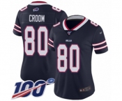 Women's Buffalo Bills #80 Jason Croom Limited Navy Blue Inverted Legend 100th Season Football Jersey