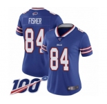 Women's Buffalo Bills #84 Jake Fisher Royal Blue Team Color Vapor Untouchable Limited Player 100th Season Football Jersey