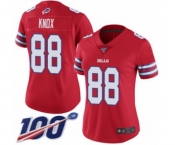 Women's Buffalo Bills #88 Dawson Knox Limited Red Rush Vapor Untouchable 100th Season Football Jersey