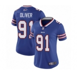 Women's Buffalo Bills #91 Ed Oliver Royal Blue Team Color Vapor Untouchable Limited Player Football Jersey