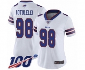 Women's Buffalo Bills #98 Star Lotulelei White Vapor Untouchable Limited Player 100th Season Football Jersey