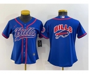Women's Buffalo Bills Royal Team Big Logo With Patch Cool Base Stitched Baseball Jersey