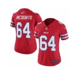 Women's Nike Buffalo Bills #64 Richie Incognito Limited Red Rush NFL Jersey