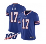 Youth Buffalo Bills #17 Josh Allen Royal Blue Team Color Vapor Untouchable Limited Player 100th Season Football Jersey