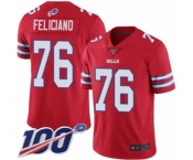 Youth Buffalo Bills #76 Jon Feliciano Limited Red Rush Vapor Untouchable 100th Season Football Jersey