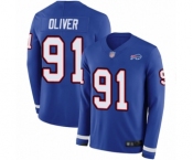 Youth Buffalo Bills #91 Ed Oliver Limited Royal Blue Therma Long Sleeve Football Jersey