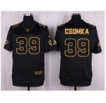 Nike Miami Dolphins #39 Larry Csonkas Black Pro Line Gold Collection Jersey[Elite]