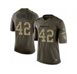 Men Nike Miami Dolphins #42 Alterraun Verner Limited Green Salute to Service NFL Jersey