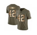 Men Nike Miami Dolphins #42 Alterraun Verner Limited Olive Gold 2017 Salute to Service NFL Jersey