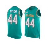 Men Nike Miami Dolphins #44 Stephone Anthony Limited Aqua Green Player Name & Number Tank Top NFL Jersey