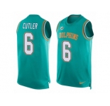 Men Nike Miami Dolphins #6 Jay Cutler Limited Aqua Green Player Name & Number Tank Top NFL Jersey