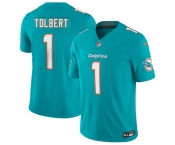 Men's Miami Dolphins #1 Jalen Tolbert Aqua 2026 F.U.S.E. Vapor Limited Football Stitched Jersey