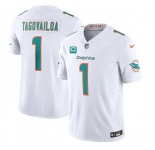 Men's Miami Dolphins #1 Tua Tagovailoa White F.U.S.E With 3-Star C Patch Vapor Limited Stitched Football Jersey