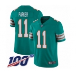 Men's Miami Dolphins #11 DeVante Parker Aqua Green Alternate Vapor Untouchable Limited Player 100th Season Football Jersey