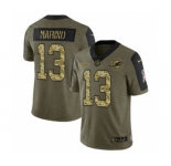 Men's Miami Dolphins #13 Dan Marino 2021 Olive Camo Salute To Service Limited Stitched Football Jersey