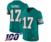Men's Miami Dolphins #17 Allen Hurns Aqua Green Alternate Vapor Untouchable Limited Player 100th Season Football Jersey