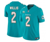 Men's Miami Dolphins #2 Malik Willis Aqua 2026 F.U.S.E. 1-Star C Patch Vapor Limited Football Stitched Jersey