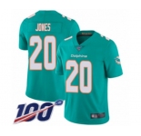 Men's Miami Dolphins #20 Reshad Jones Aqua Green Team Color Vapor Untouchable Limited Player 100th Season Football Jersey