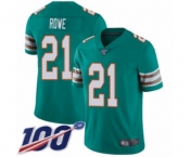 Men's Miami Dolphins #21 Eric Rowe Aqua Green Alternate Vapor Untouchable Limited Player 100th Season Football Jersey