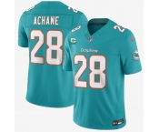 Men's Miami Dolphins #28 De'Von Achane Aqua 2026 F.U.S.E. 1-Star C Patch Vapor Limited Football Stitched Jersey