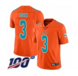 Men's Miami Dolphins #3 Josh Rosen Limited Orange Inverted Legend 100th Season Football Jersey