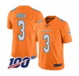 Men's Miami Dolphins #3 Josh Rosen Limited Orange Rush Vapor Untouchable 100th Season Football Jersey