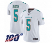 Men's Miami Dolphins #5 Jake Rudock White Vapor Untouchable Limited Player 100th Season Football Jersey