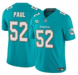 Men's Miami Dolphins #52 Patrick Paul Aqua 2026 F.U.S.E. 1-Star C Patch Vapor Limited Football Stitched Jersey