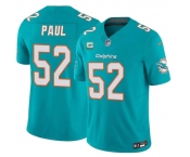 Men's Miami Dolphins #52 Patrick Paul Aqua 2026 F.U.S.E. 1-Star C Patch Vapor Limited Football Stitched Jersey